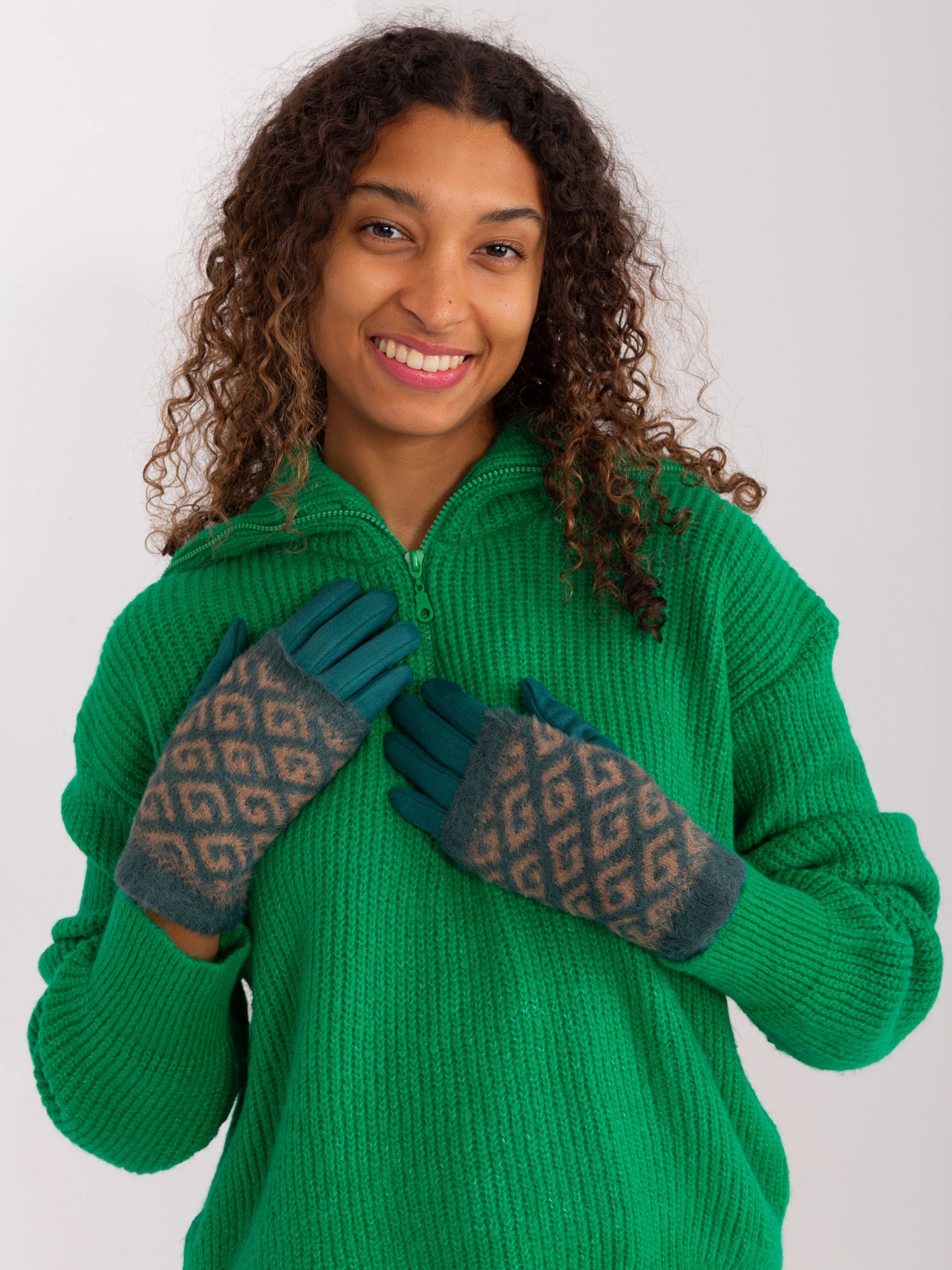 Modro-zelené vzorované rukavice AT-RK-2310.89-blue Velikost: S/M