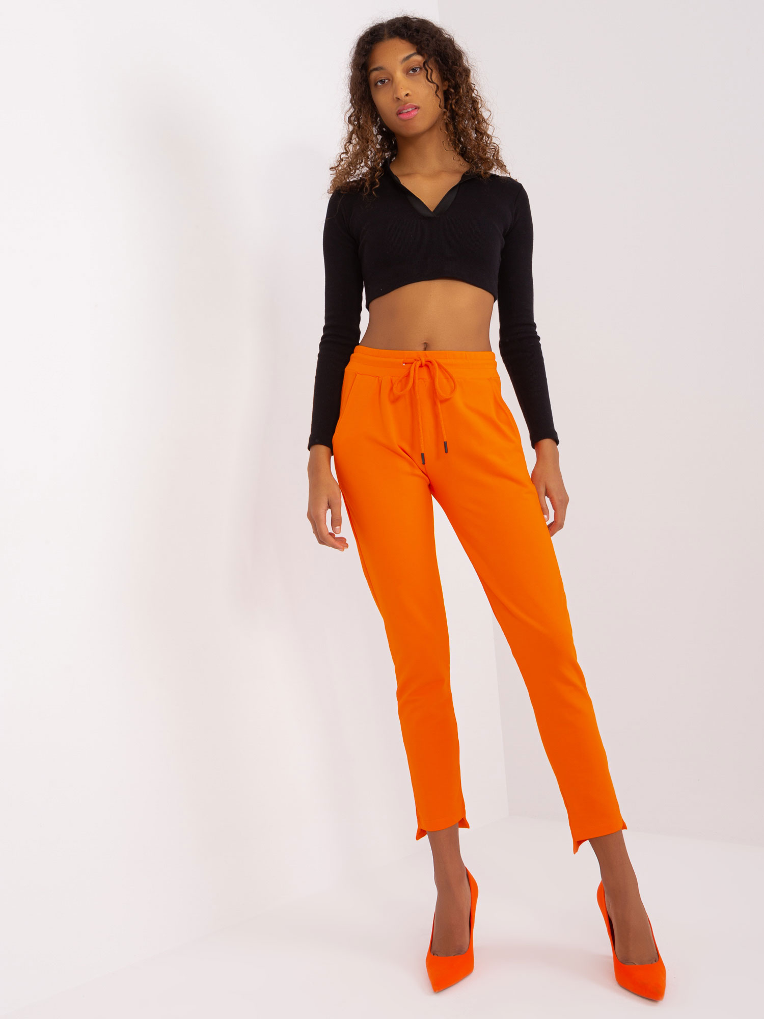 Oranžové basic tepláky s kapsami RV-DR-8380.25P-orange Velikost: S/M