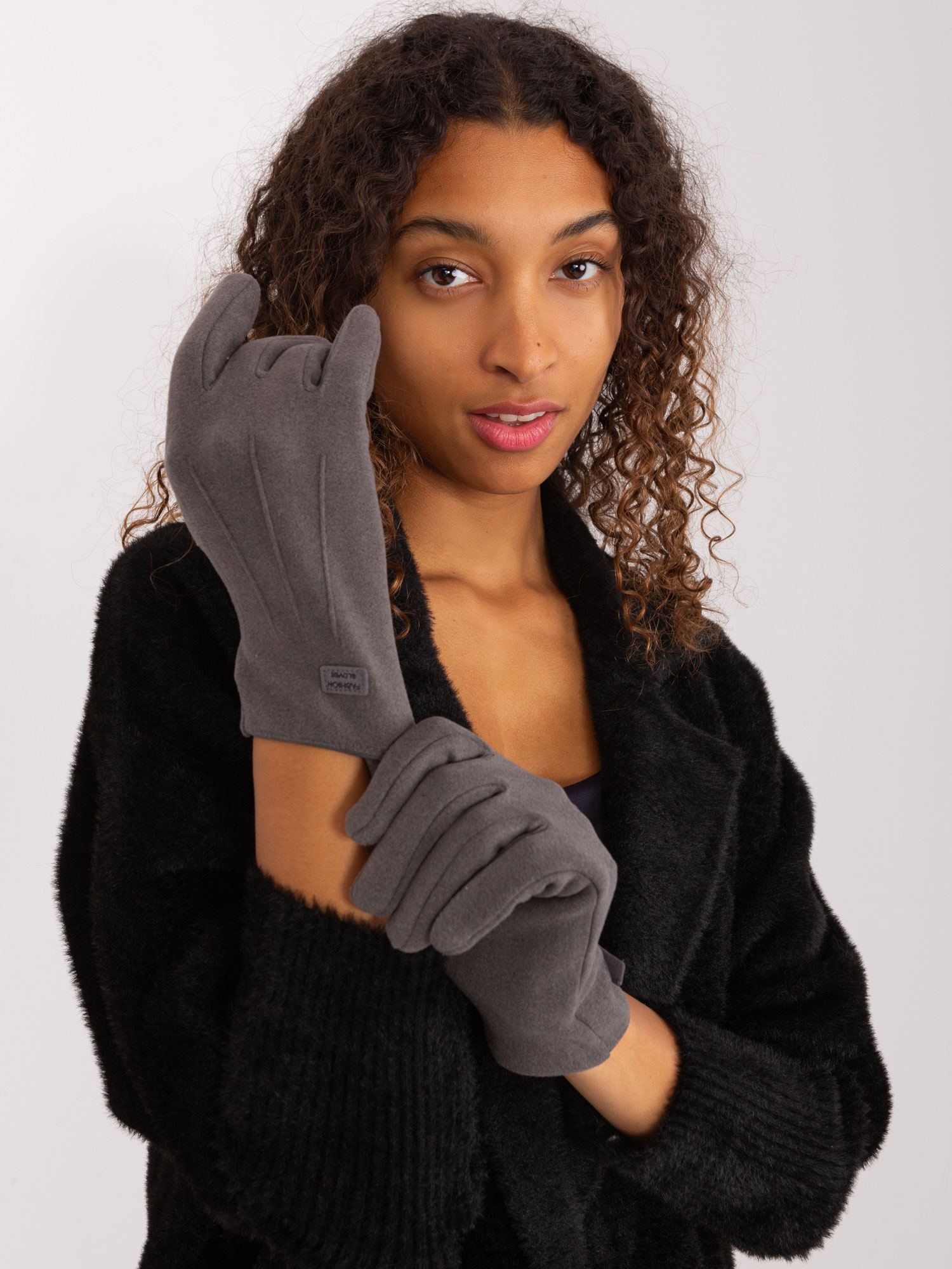 Tmavě šedé elegantní rukavice AT-RK-8502A.97-dark grey Velikost: S/M