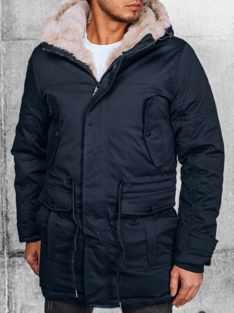 TMAVĚ MODRÁ PÁNSKÁ ZATEPLENÁ PARKA TX4604 Velikost: 2XL