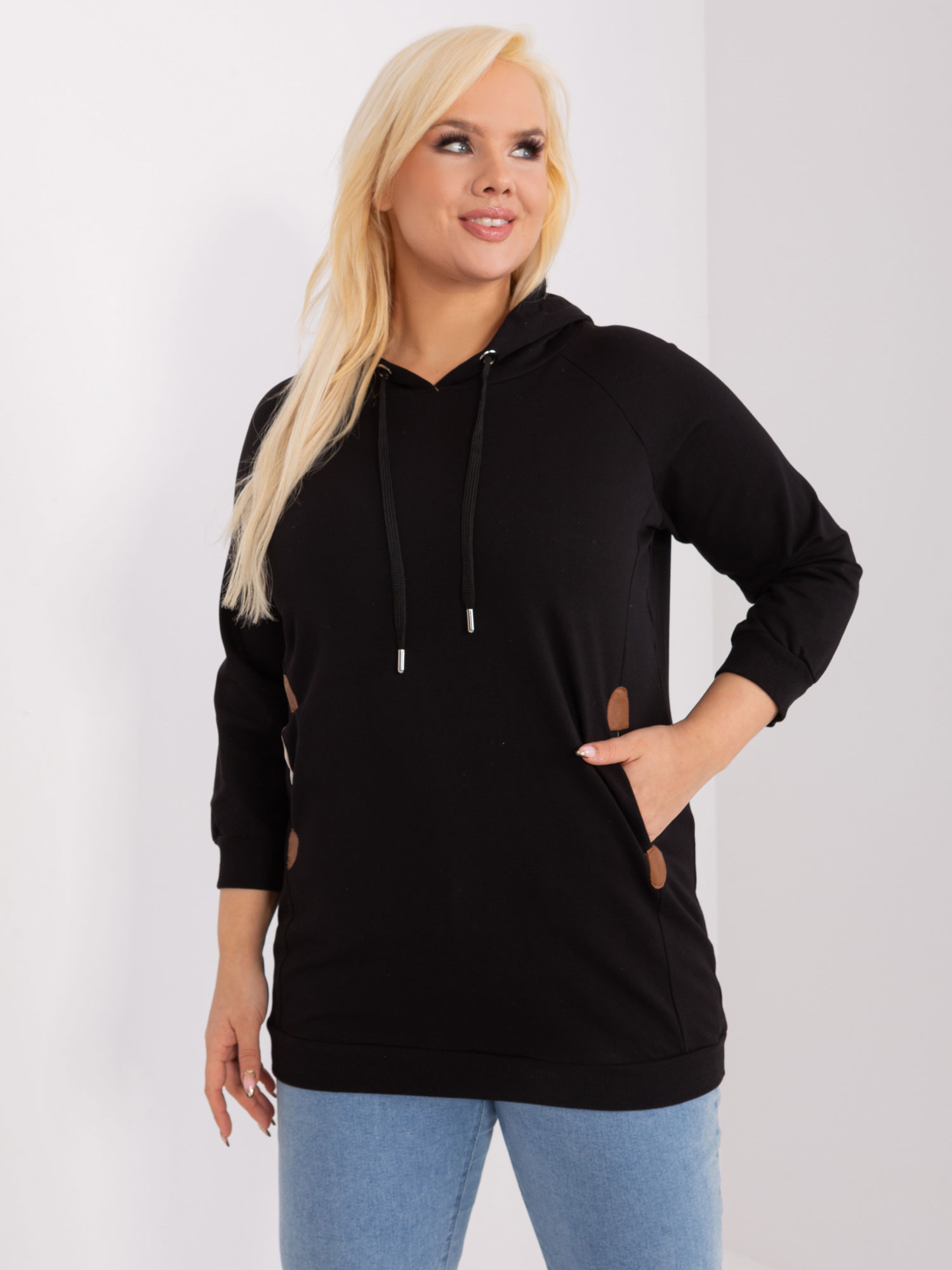 Černá mikina s kapucí RV-BL-8221.96-black Velikost: ONE SIZE