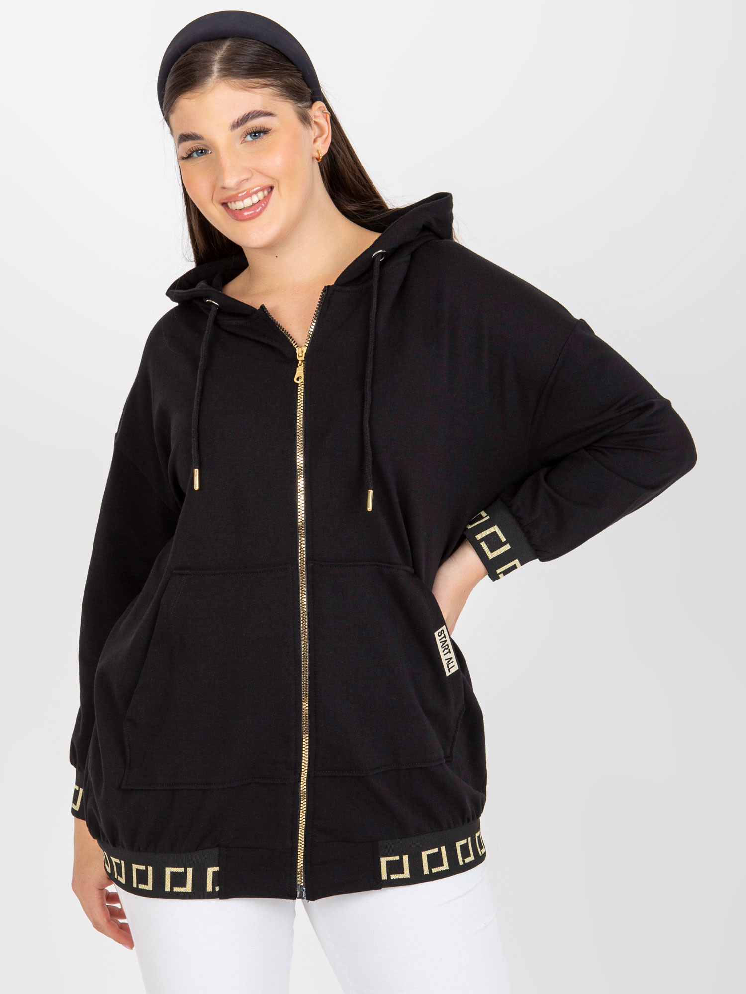 ČERNÁ MIKINA NA ZIP RV-BL-8262.85-BLACK Velikost: ONE SIZE