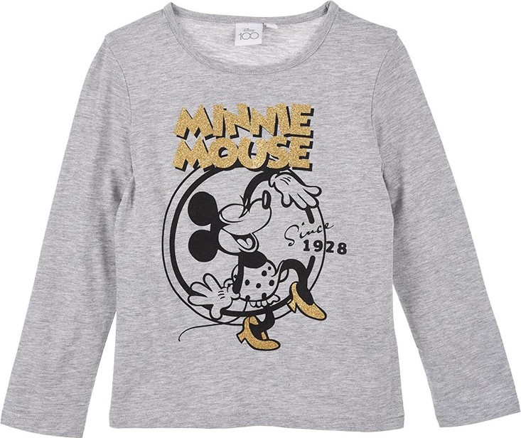 Šedé dívčí tričko Disney Minnie Mouse s dlouhým rukávem Velikost: 128