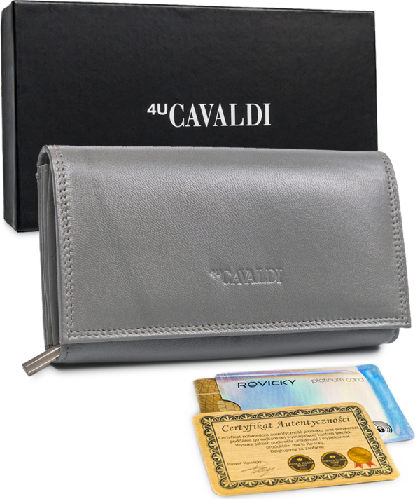 4U CAVALDI ŠEDÁ KOŽENÁ PENĚŽENKA M621 [DH] RD-07-GCL Velikost: ONE SIZE