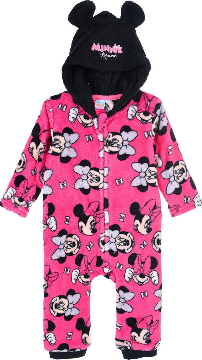 Růžový plyšový overálek Minnie Mouse Velikost: 74