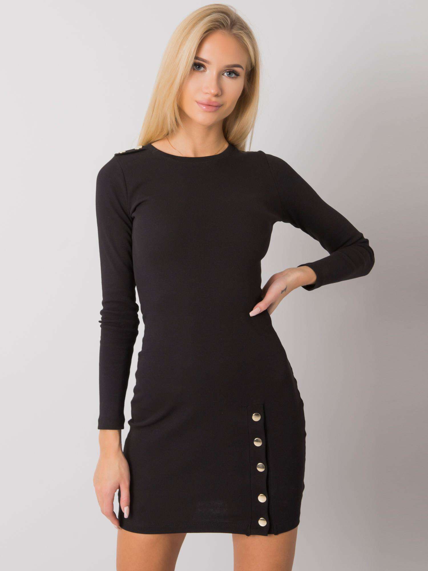 Černé dámské mini šaty s dlouhými rukávy RV-SK-7246.29-black Velikost: M