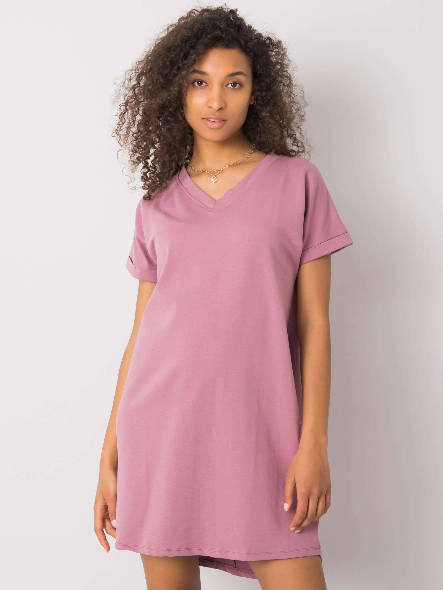Růžové dámské basic šaty RV-SK-6757.39P-pink Velikost: S