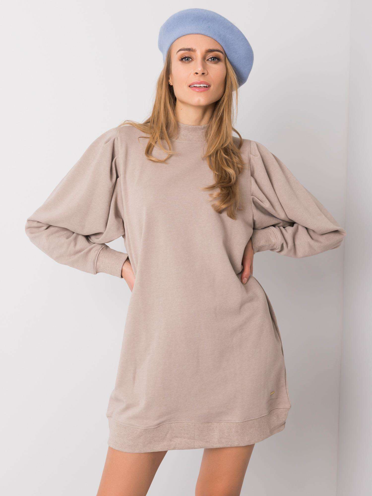 Béžové mikinové šaty -TW-SK-G-084.63-beige Velikost: M