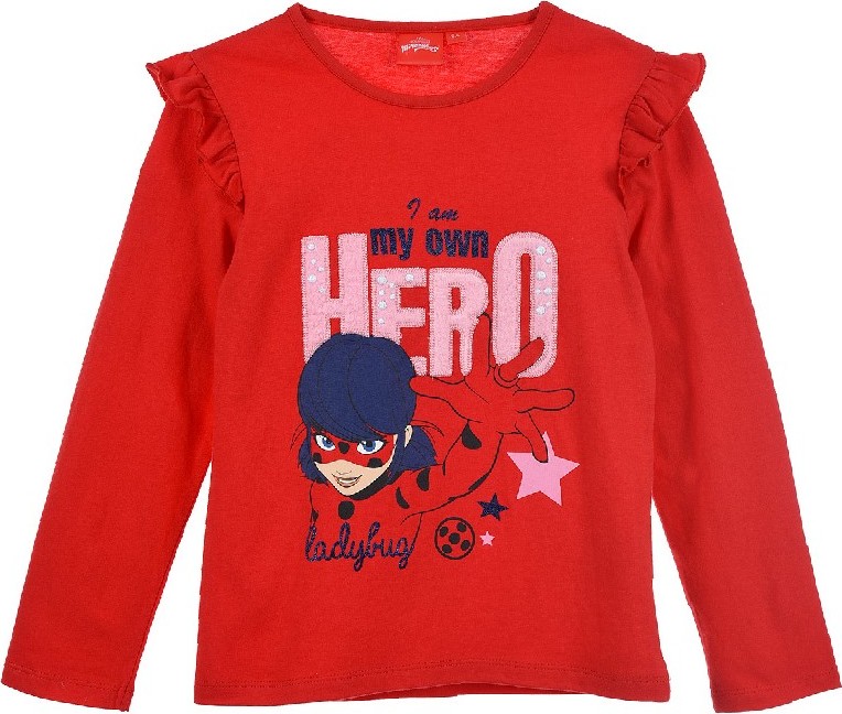 Červené dívčí tričko Ladybug (Velikost 104)