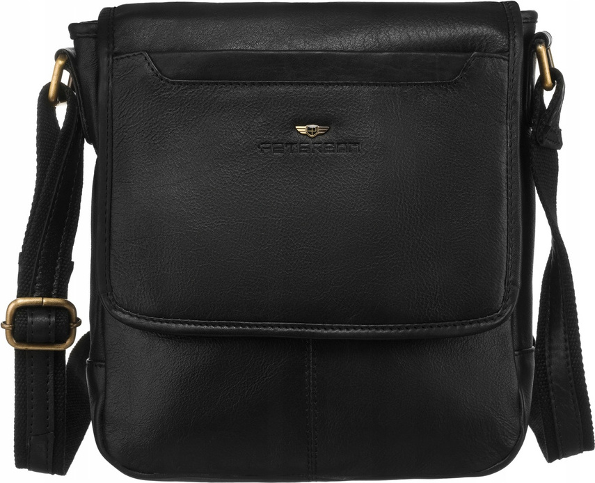 Peterson Černá kožená messenger taška s klopou PTN 013-NDM Velikost: ONE SIZE