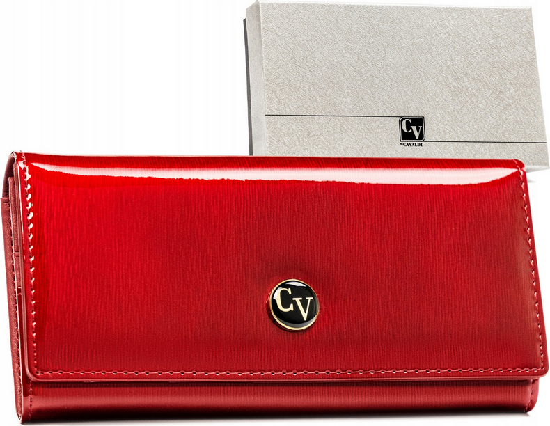 4U Cavaldi Červená kožená lakovaná peněženka M634 H24-1-SH Velikost: ONE SIZE