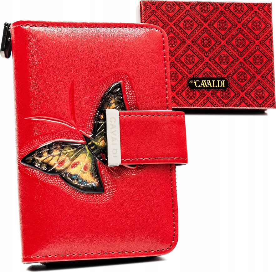 4U Cavaldi Červená střední peněženka s motivem motýla M627 PN31-BT Velikost: ONE SIZE