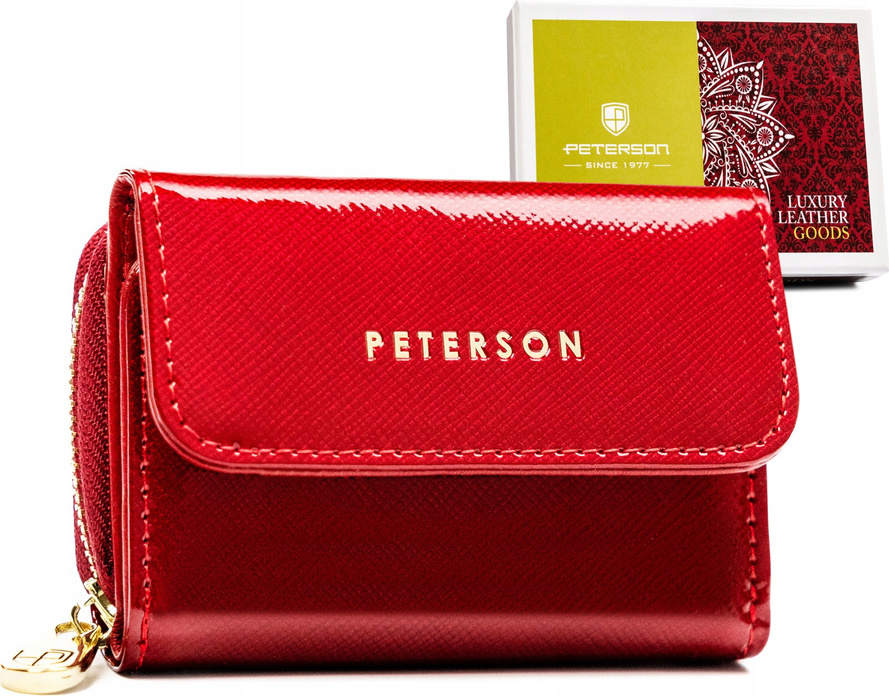 Peterson červená lesklá kožená peněženka Y593 PTN 423229-SAF Velikost: ONE SIZE