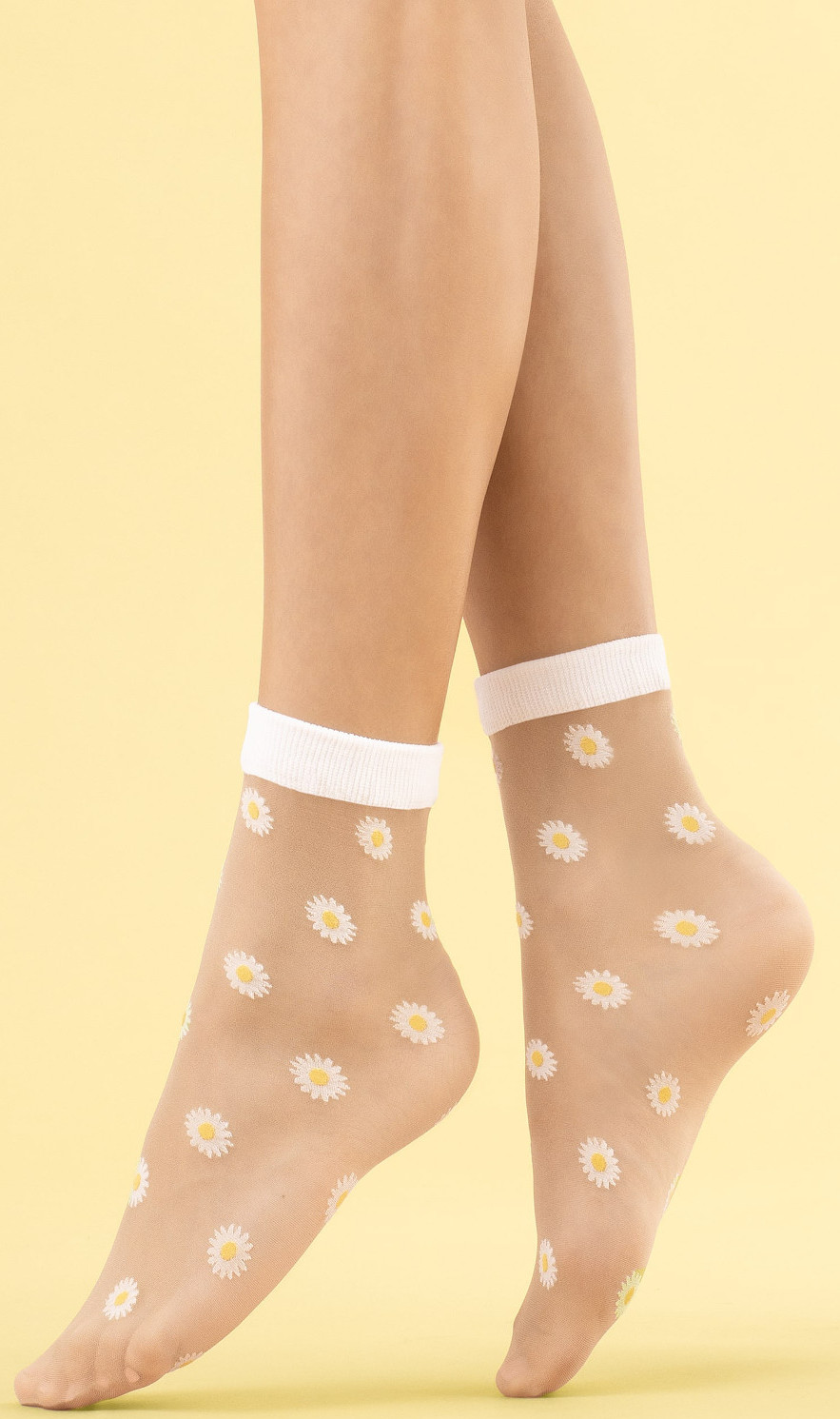 Silonkové ponožky s motivem sedmikrásek Fiore G 1115 Daisy 20 den Velikost: ONE SIZE, Barva: poudre