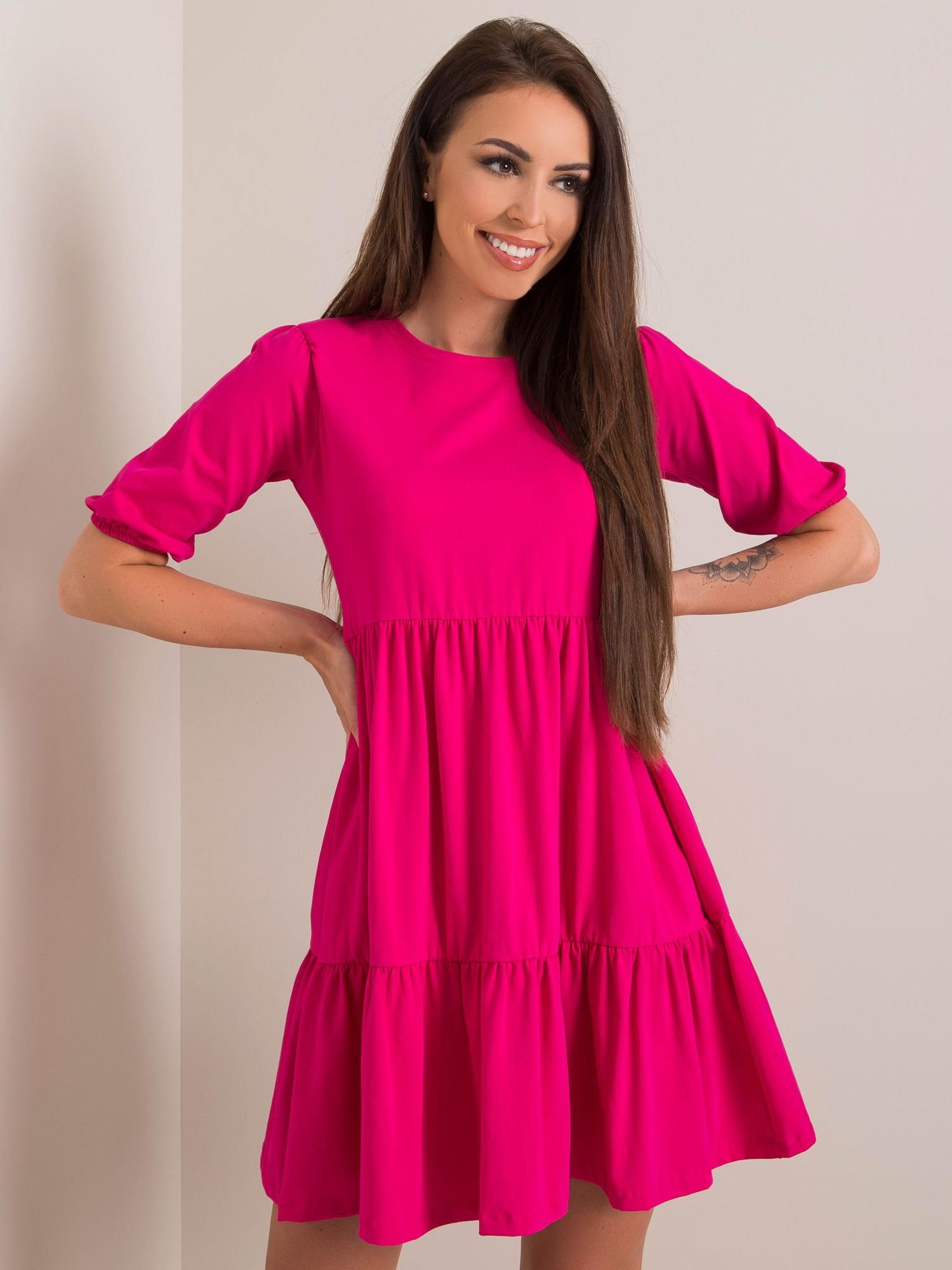 Dámské růžové šaty RV-SK-5587.93-fuksjowy Velikost: XL