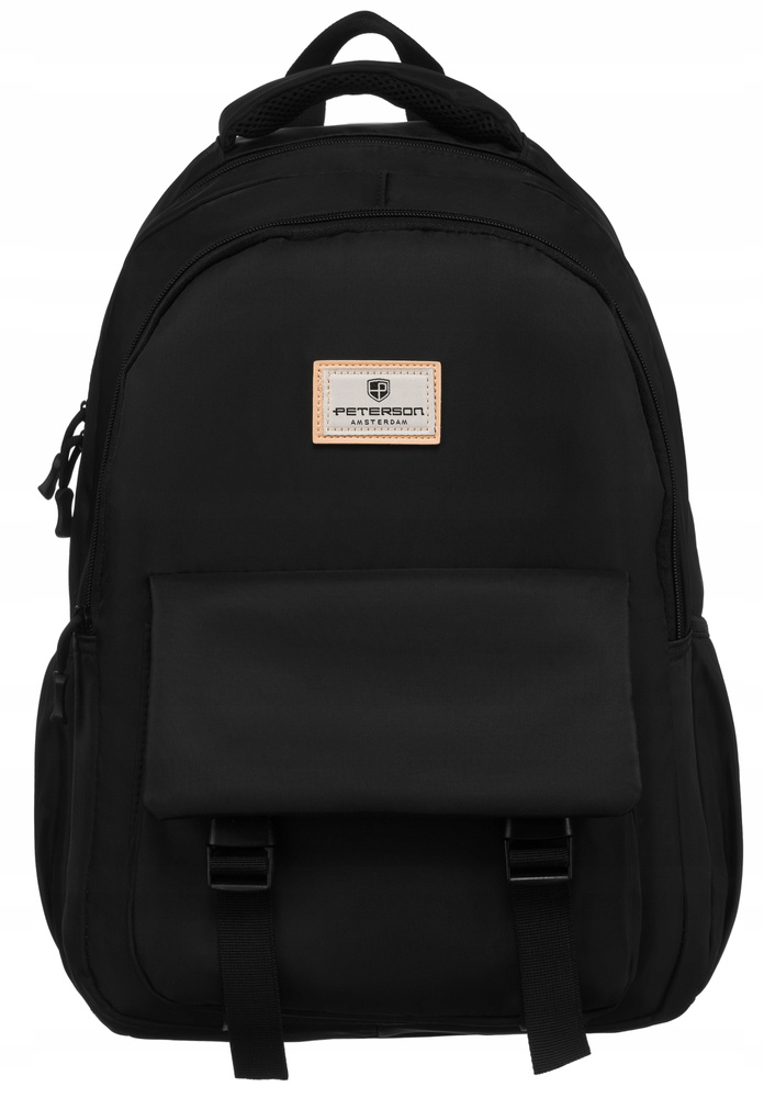 Peterson černý textilní batoh s kapsou PTN 77701 Velikost: ONE SIZE