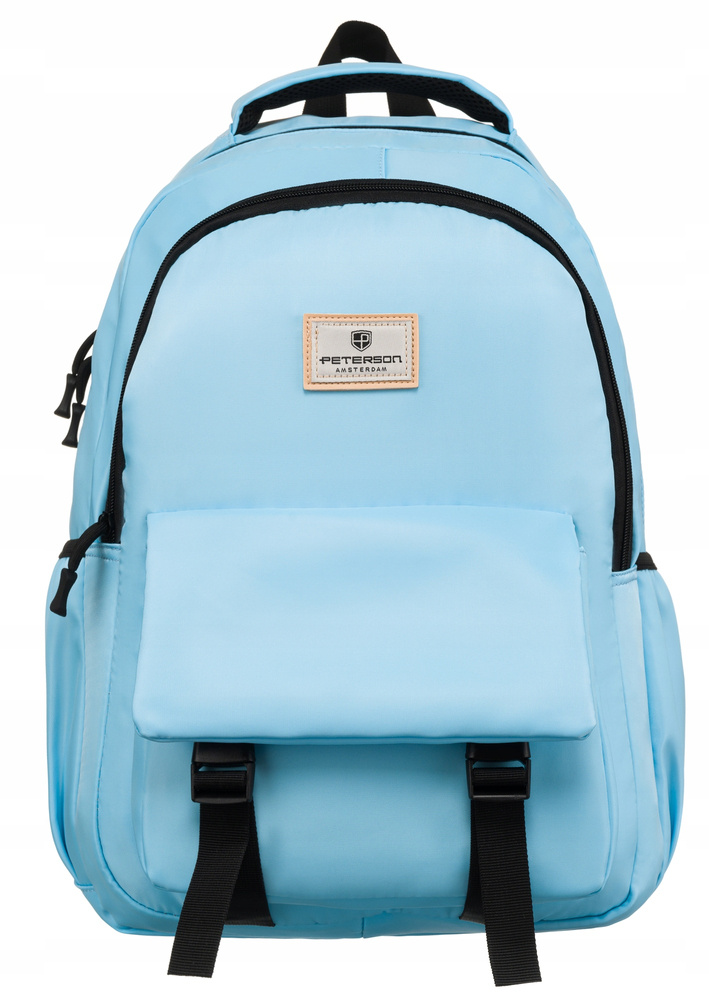 Peterson světle modrý textilní batoh s kapsou PTN 77701 Velikost: ONE SIZE