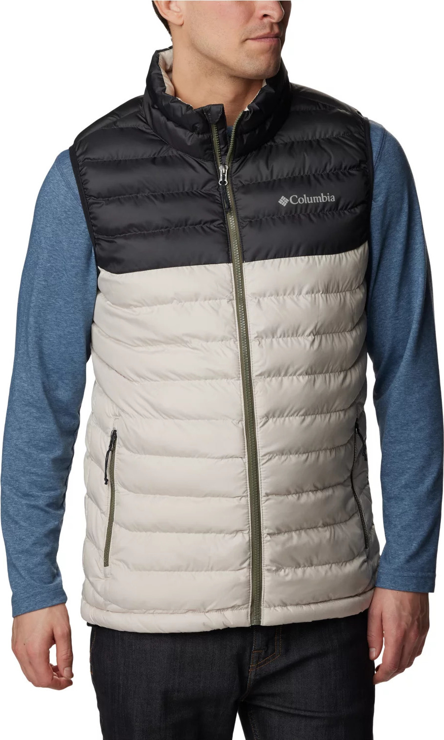 BÉŽOVO-ČERNÁ PROŠÍVANÁ VESTA COLUMBIA POWDER LITE VEST 1748031278 Velikost: M