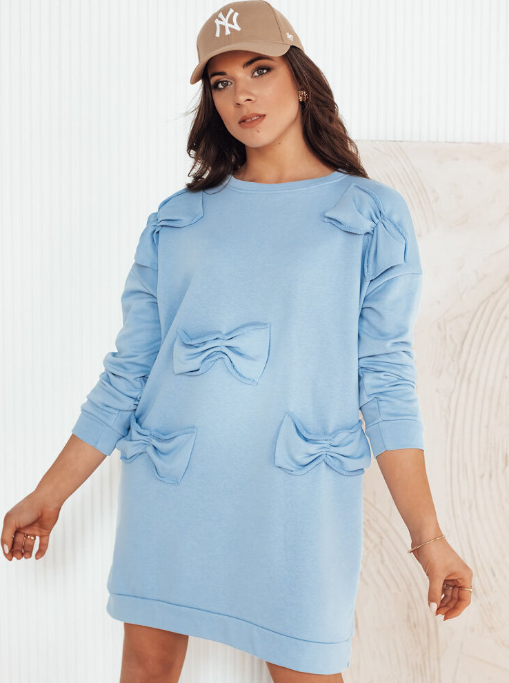 Světle modré mikinové šaty s mašličkami GASTOR EY2464 Velikost: ONE SIZE