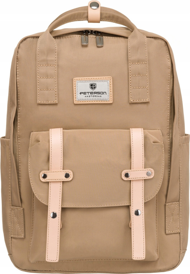 Peterson Tmavě béžový městský batoh s kapsou PTN 79905 Velikost: ONE SIZE