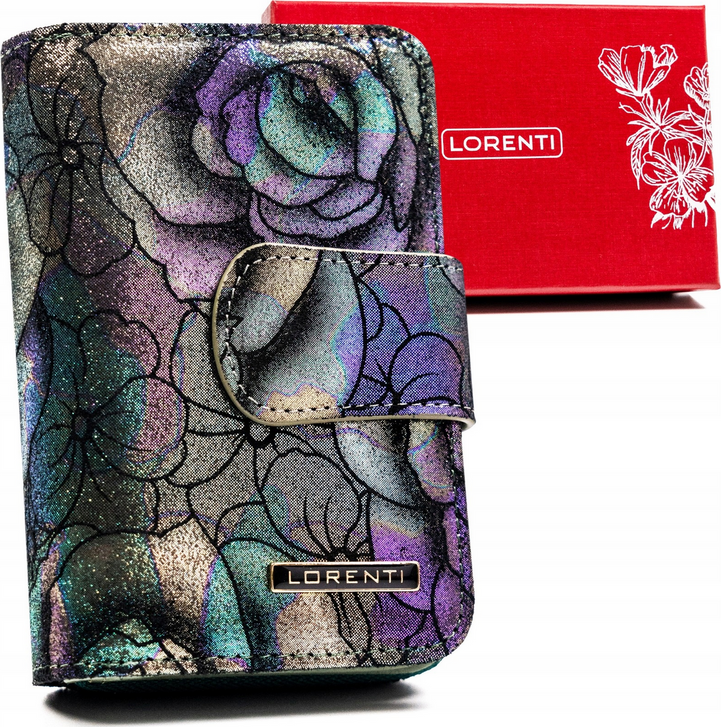 Lorenti Zeleno-fialová kožená peněženka s květinovým vzorem S264 [DH] 76115-MD Velikost: ONE SIZE