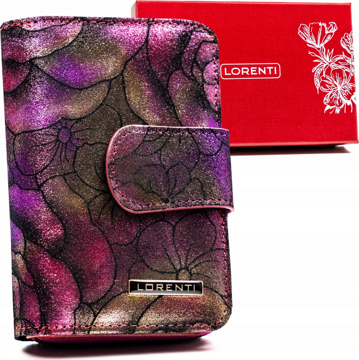 Lorenti Fialová kožená peněženka s květinovým vzorem S261 [DH] 76115-MD Velikost: ONE SIZE
