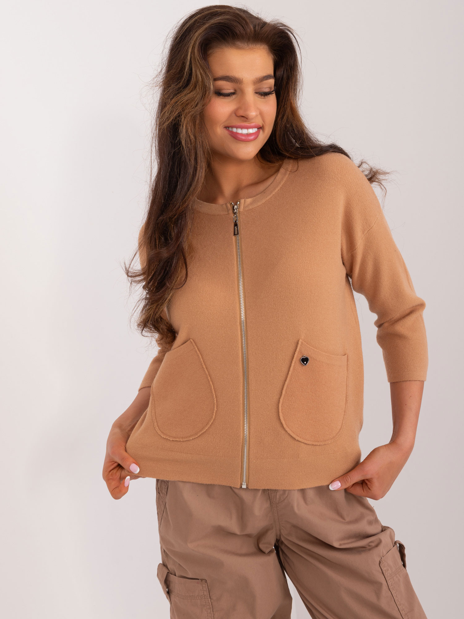 CAMEL SVETR NA ZIP S KAPSAMI PM-SW-B02A.38X-CAMEL Velikost: L/XL