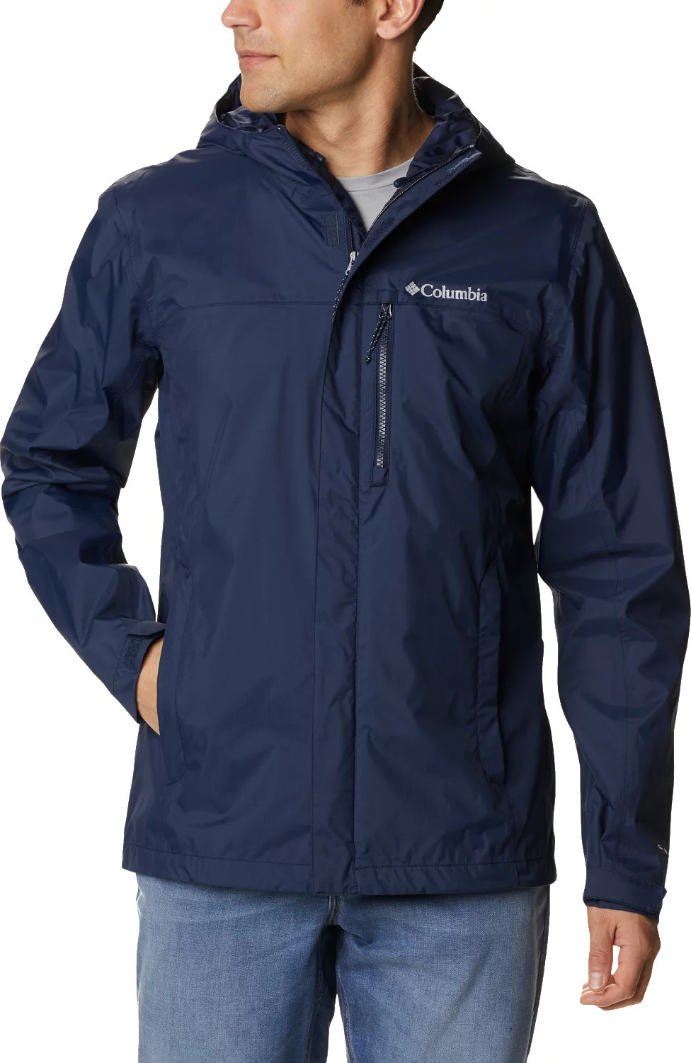 TMAVĚ MODRÁ SPORTOVNÍ BUNDA COLUMBIA POURING ADVENTURE II JACKET 1760061465 Velikost: M