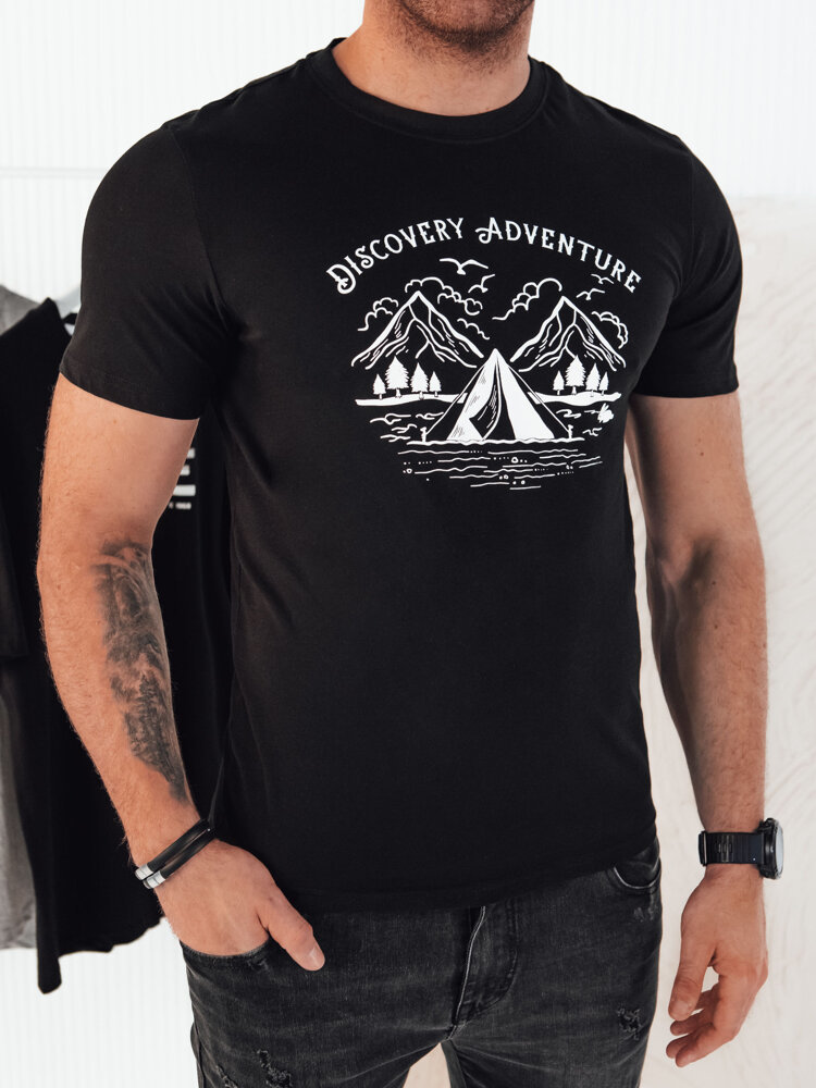 ČERNÉ PÁNSKÉ TRIČKO S POTISKEM ADVENTURE RX5413 Velikost: XL