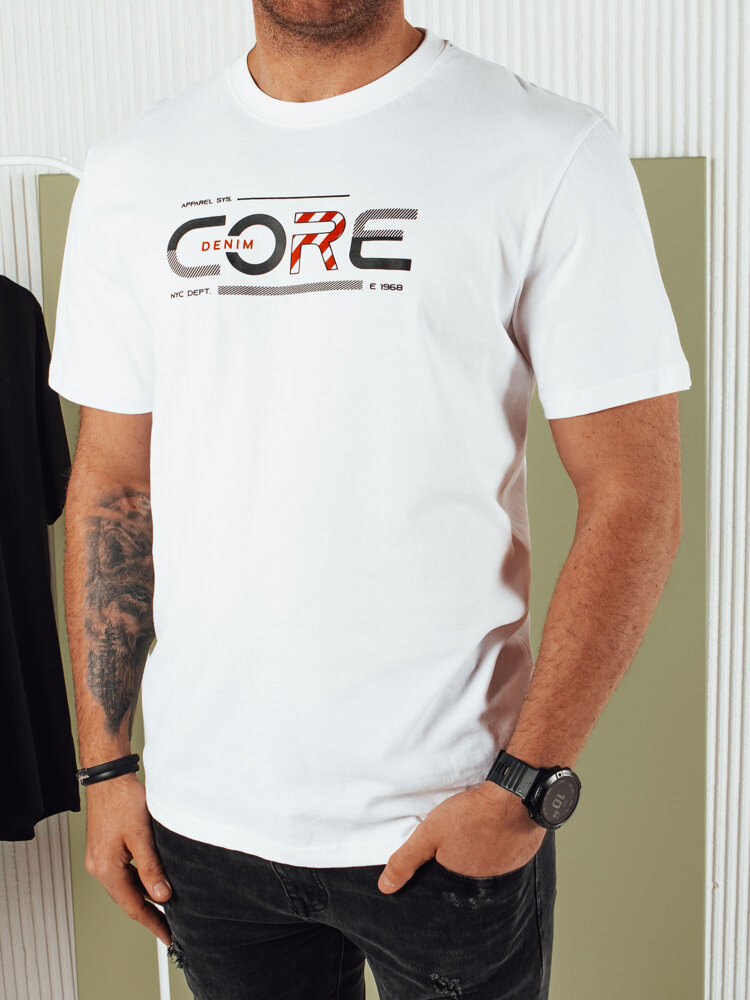 Bílé pánské tričko s potiskem CORE RX5418 Velikost: XL