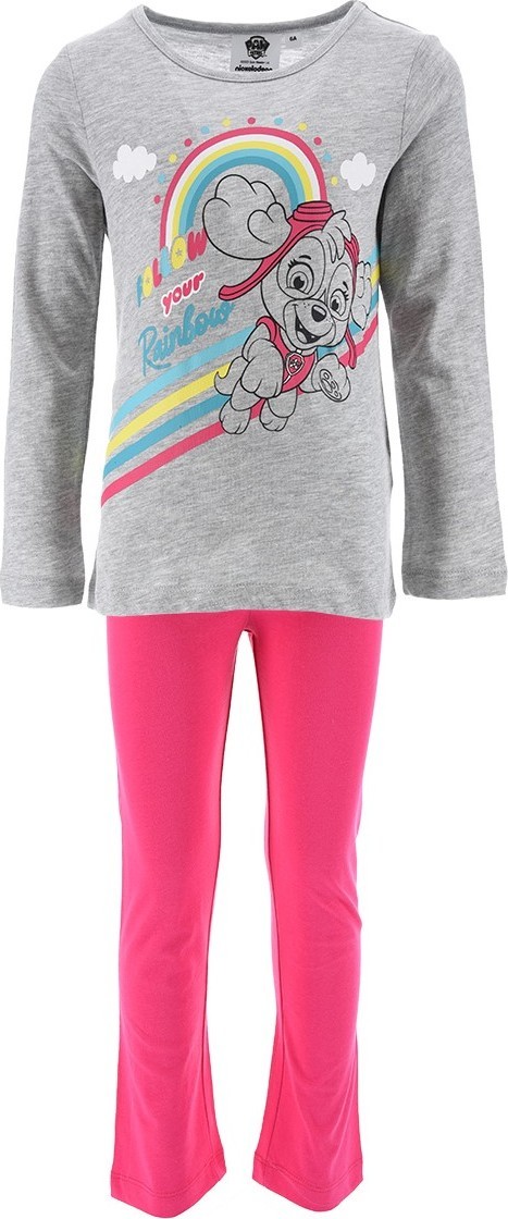 Šedo-růžové dívčí dlouhé pyžamo Nickelodeon - Paw Patrol Velikost: 98