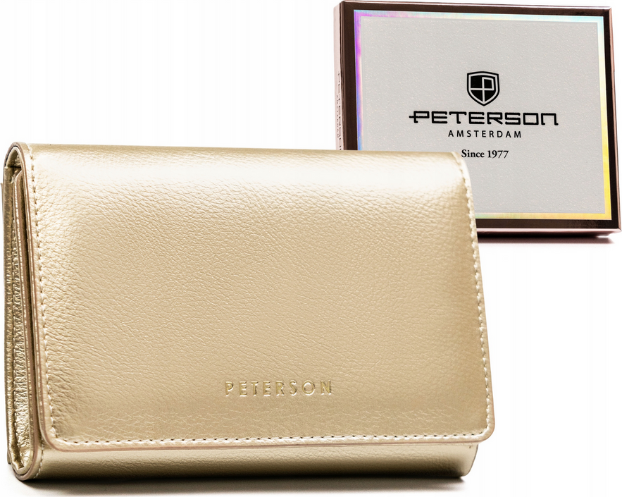 Peterson zlatá střední peněženka s klopou Y670 PTN 013-HRH Velikost: ONE SIZE