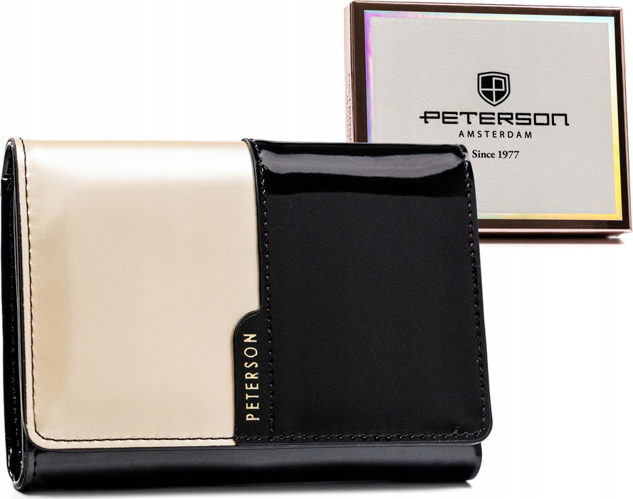 Peterson smetanovo/černá střední peněženka s klopou Y654 PTN 013-LAK Velikost: ONE SIZE