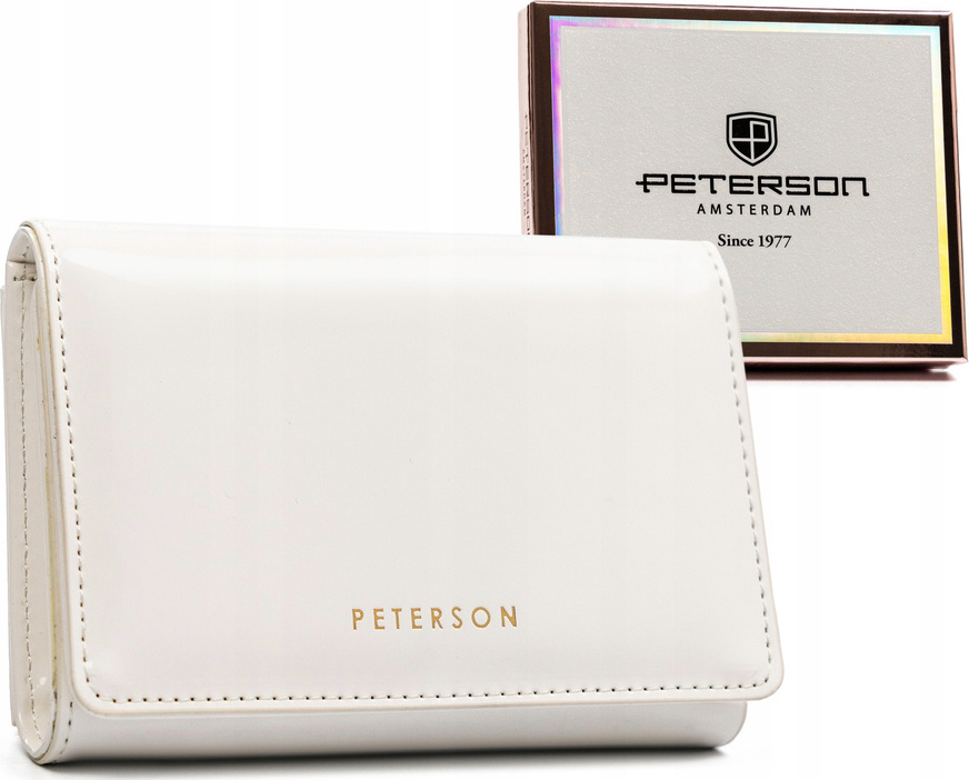 Peterson bílá střední peněženka s klopou Y652 PTN 013-LAK Velikost: ONE SIZE