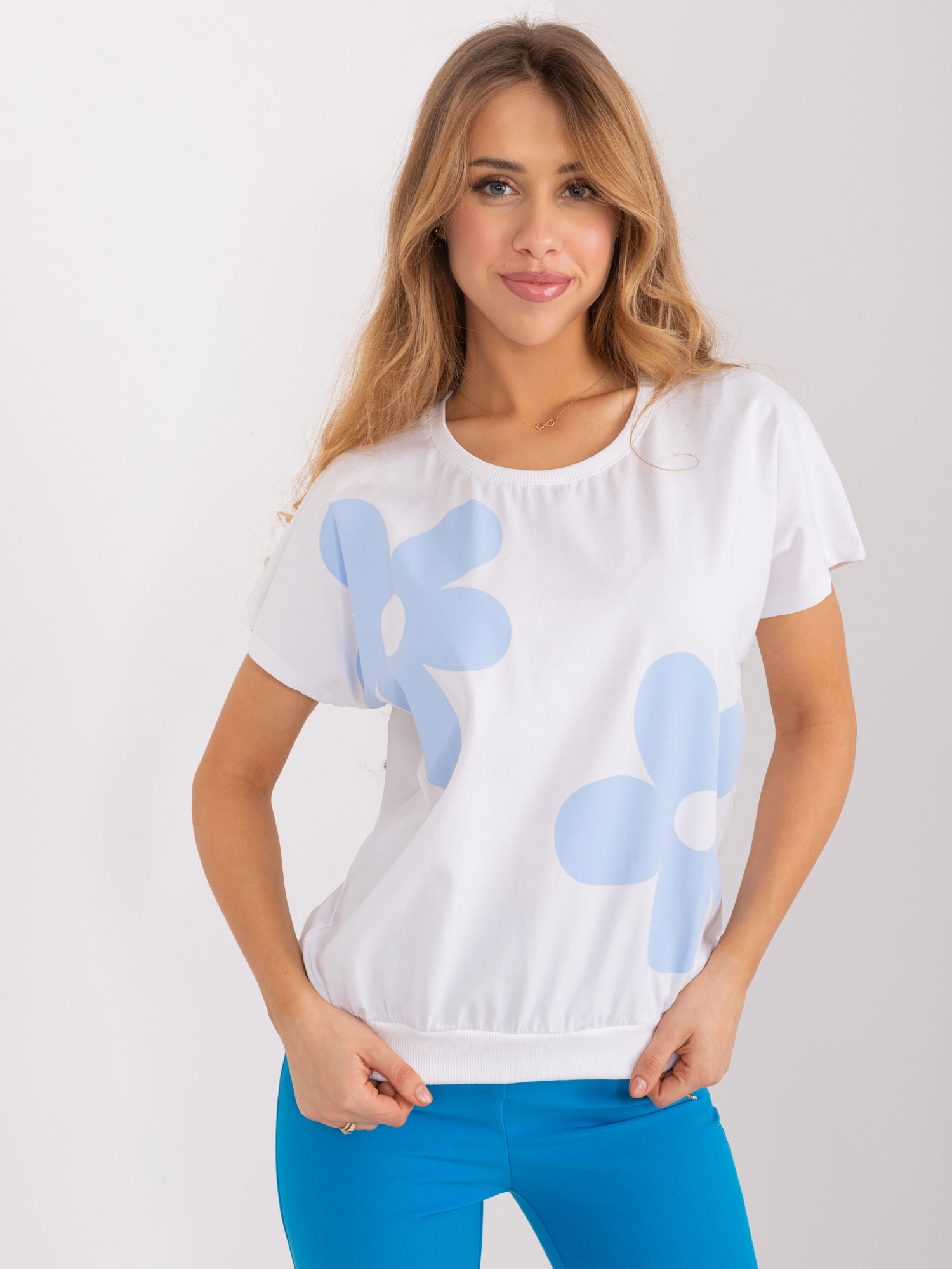 Bílo-modré tričko s aplikací RV-BZ-9628.26X-white-blue Velikost: L/XL