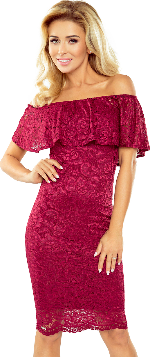Dámské červené krajkové šaty GRACE MM 013-3 Velikost: XL