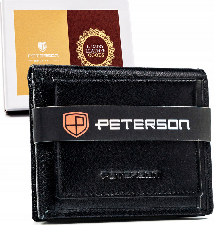 Peterson Černá malá kožená peněženka Y366 [DH] PTN RD-220-GCL Velikost: ONE SIZE