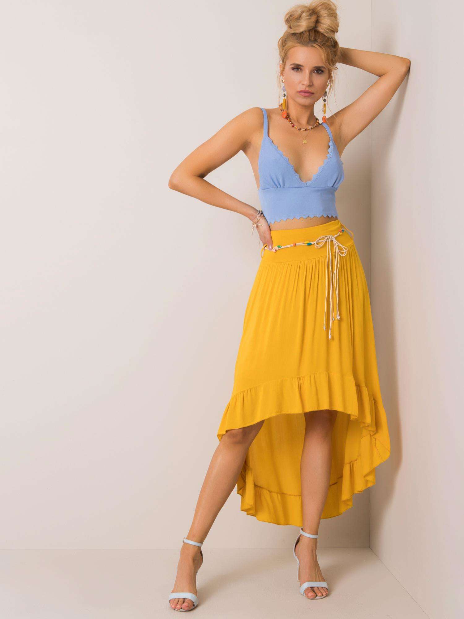 Tmavě žlutá dámská sukně s volánkem TW-SD-BI-81816.13-yellow Velikost: M