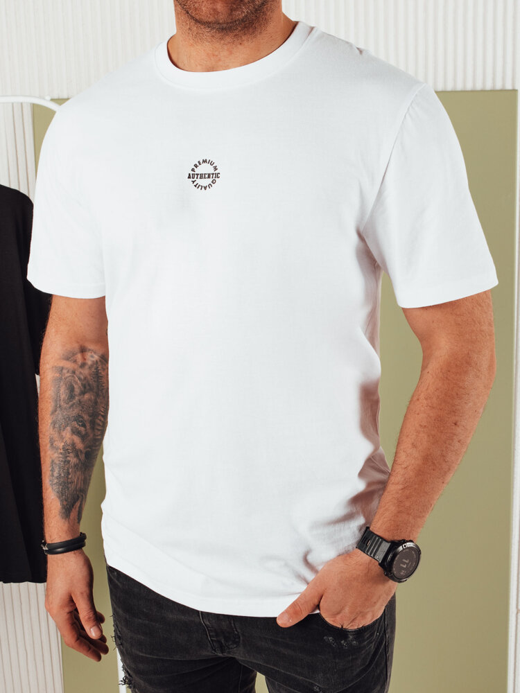 Bílé pánské tričko s malým potiskem RX5457 Velikost: XL