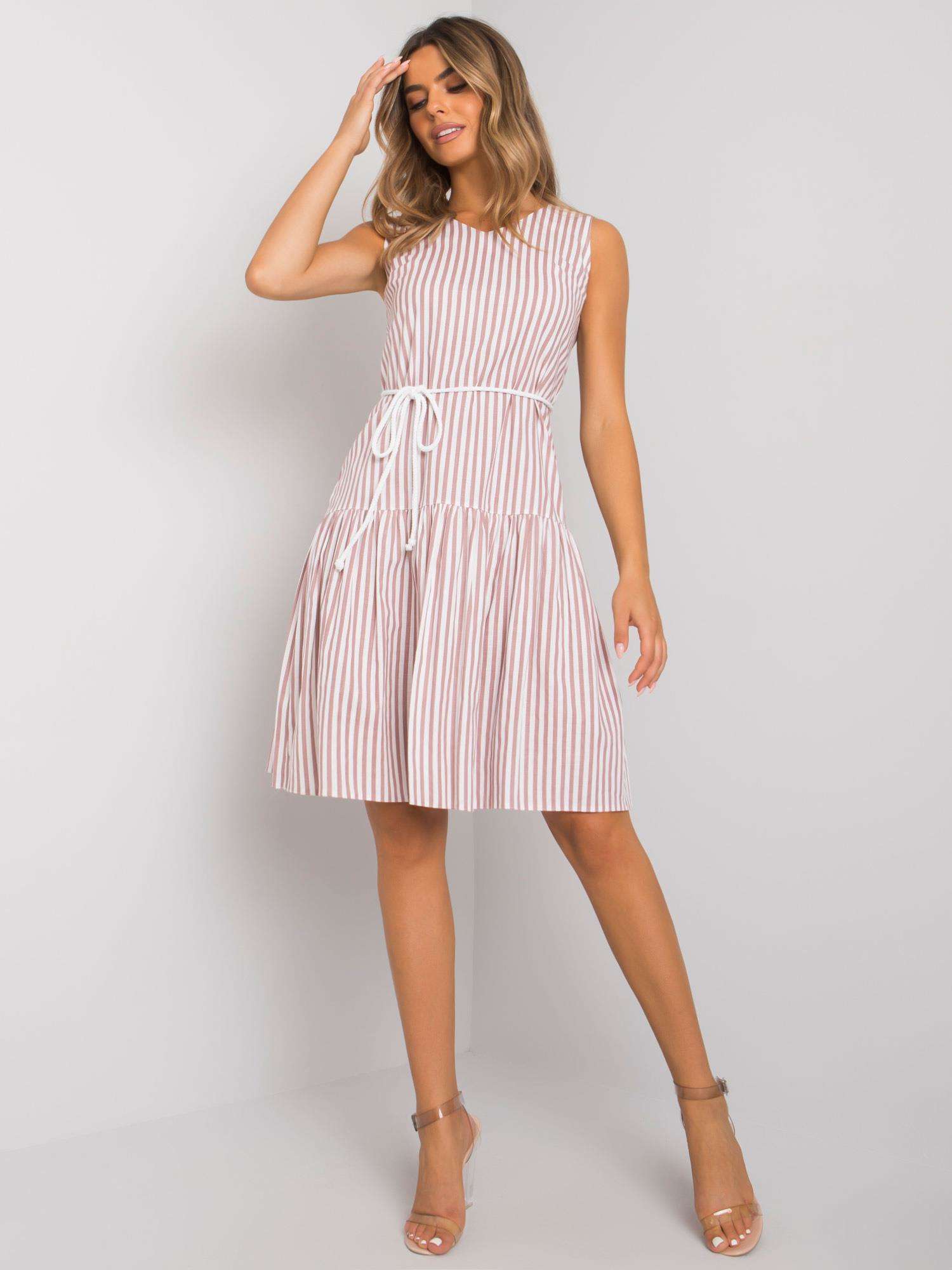 Růžovo-bílé pruhované šaty -LK-SK-508215-2.35P-white-pink Velikost: 36