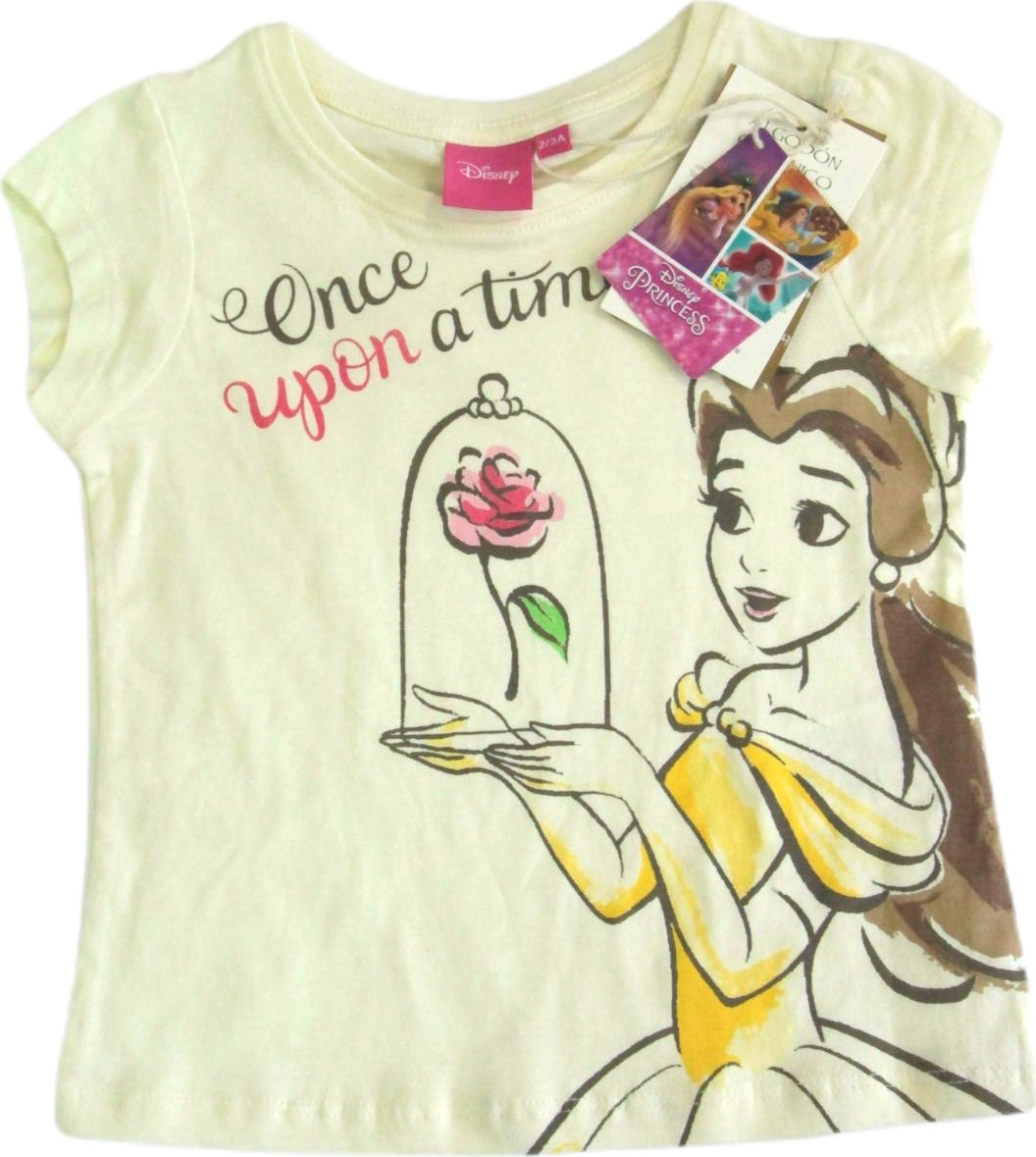 Disney Princess Bella smetanové dívčí tričko s potiskem Velikost: 122/128