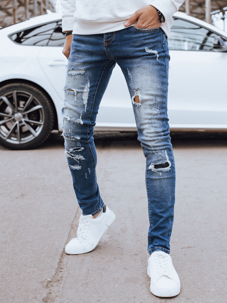 Modré džínové děrované kalhoty UX4226 Velikost: 36