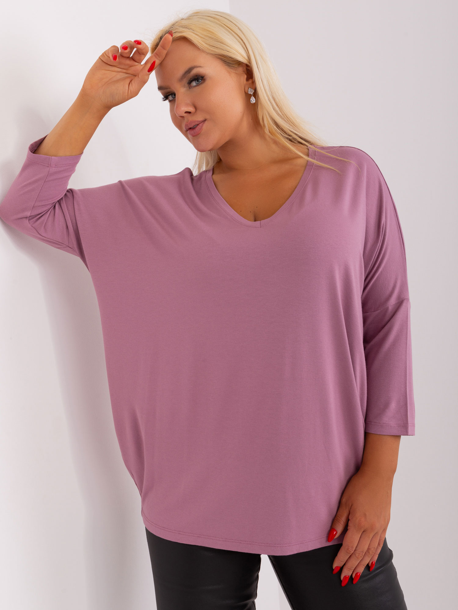 Tmavě růžová volná halenka -RV-BZ-5745.18-dark pink Velikost: ONE SIZE