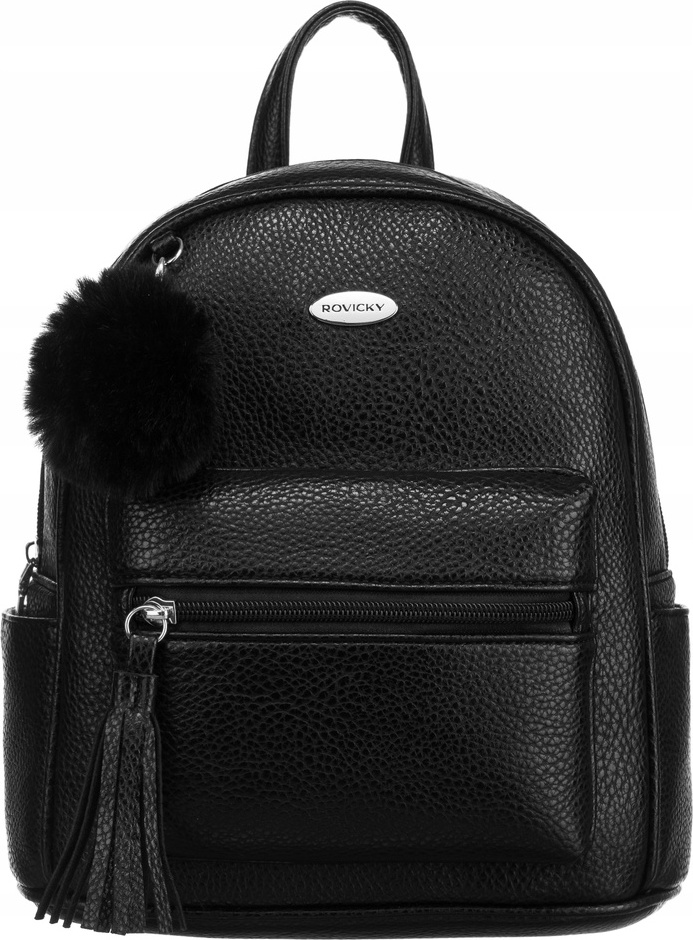 Rovicky Černý stylový batoh s přívěskem R-PZP-02 Velikost: ONE SIZE