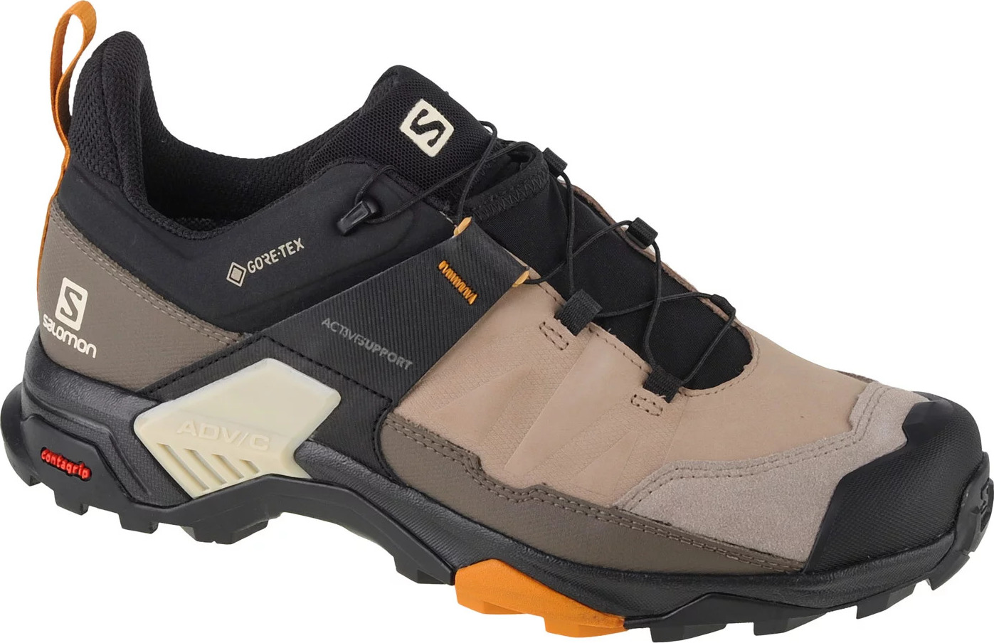 Černo-béžové kožené turistické boty Salomon X Ultra 4 Leather GTX 414534 Velikost: 48