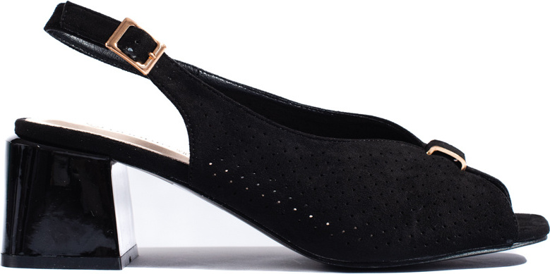 Elegantní sandály na sloupkovém podpatku - černé GD-FL1393B Velikost: 40