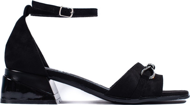 Černé semišové sandály na nízkém podpatku GD-FL1373B Velikost: 37