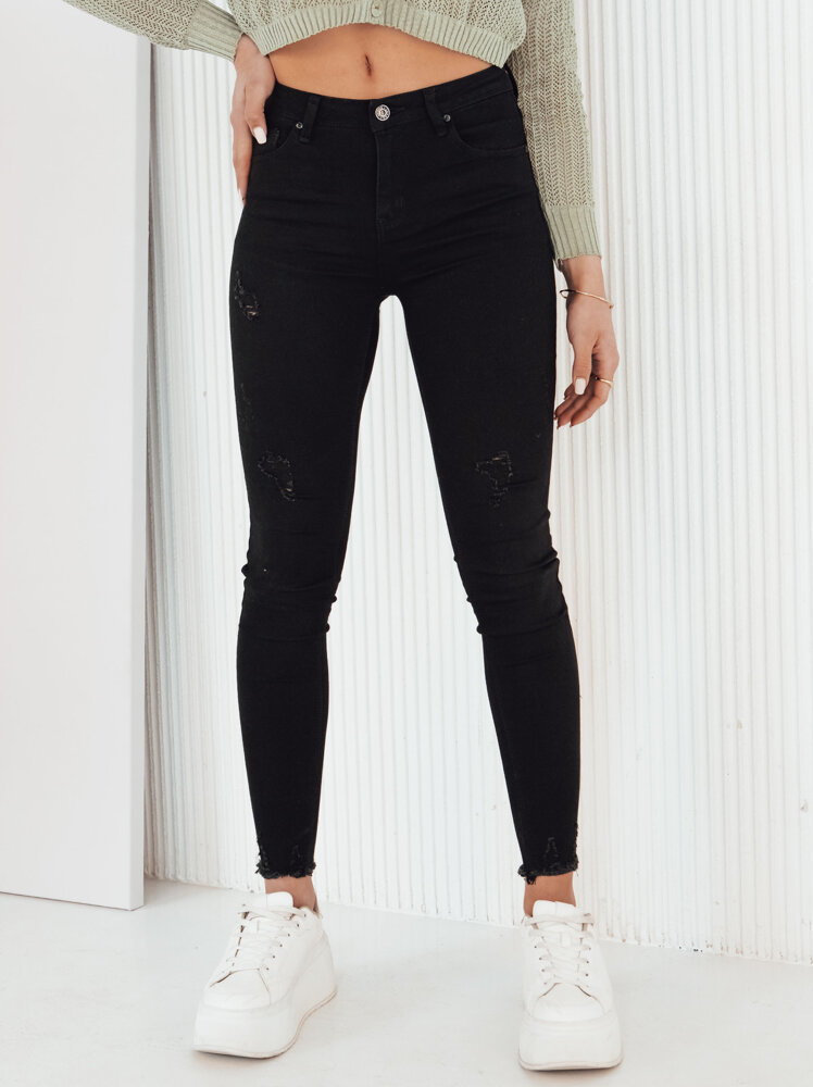 Černé džínové kalhoty s oděrkami TRIDA UY1990 Velikost: L