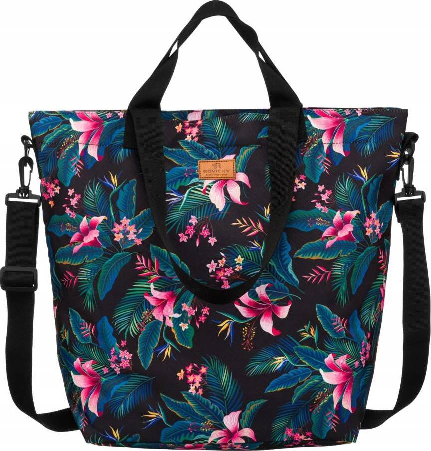 Rovicky Černo-růžová vzorovaná textilní shopper kabelka R-TZ15605 Velikost: ONE SIZE