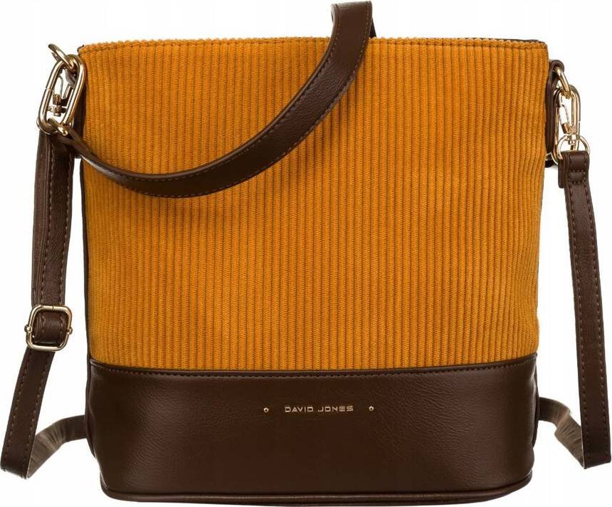 David Jones hnědo-žlutá crossbody kabelka s manšestrem 6877-2 Velikost: ONE SIZE